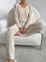 Women's Embossed Plain Daily Going Out Two-Piece Set Apricot Casual Spring/Fall Top With Pants Matching Set