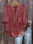 Women's Half Sleeve Shirt Summer Brown Floral Printing V Neck Daily Going Out Casual Top