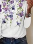 Women Simple Butterfly Spring/Fall Daily Loose Jersey Crew Neck H-Line Regular T-shirts