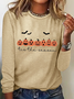 Holiday Round Neck Long Sleeve Halloween Letter Print T-Shirt