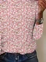 Women Simple Floral Spring/Fall Daily Loose Jersey Long Sleeve Regular Regular T-shirts
