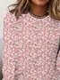 Women Simple Floral Spring/Fall Daily Loose Jersey Long Sleeve Regular Regular T-shirts