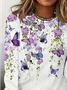 Women Simple Butterfly Spring/Fall Daily Loose Jersey Crew Neck H-Line Regular T-shirts