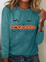 Holiday Round Neck Long Sleeve Halloween Letter Print T-Shirt
