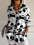 Halloween Women's Shirt Pattern Skull Elegant Retro