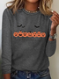 Holiday Round Neck Long Sleeve Halloween Letter Print T-Shirt