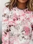 Women Simple Ombre Spring/Fall Daily Loose Jersey Long Sleeve Regular Regular T-shirts