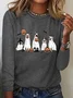 Holiday Round Neck Long Sleeve Halloween Letter Print T-Shirt