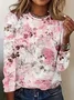 Women Simple Ombre Spring/Fall Daily Loose Jersey Long Sleeve Regular Regular T-shirts