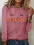 Holiday Round Neck Long Sleeve Halloween Letter Print T-Shirt