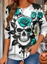 Halloween Women's Abstract Vintage Long Sleeve Crew Neck T-Shirt