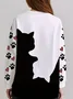 Regular Tops Daily Animal Print Autumn and Winter Long Sleeve Sweater