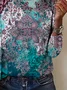 Regular Tops Daily Ethnic Print Spring and Autumn Long Sleeve Round Neck T-Shirt