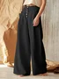 Women's  Elastic Waist H-Line Wide Leg Pants Daily Going Out Pants Khaki Casual Split Joint Plain Spring/Fall Pants