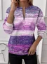 Women's Half Zip Sweatshirt Artistic Gradient Pattern Casual Commuter
