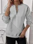 Women's Half Zip Sweatshirt Pattern Stripe Casual Commuter