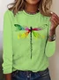 Regular Tops Daily Print Spring and Autumn Long Sleeve Round Neck T-Shirt