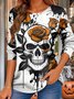 Halloween Women's Abstract Vintage Long Sleeve Crew Neck T-Shirt