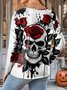 Halloween Women's Abstract Vintage Long Sleeve Crew Neck T-Shirt