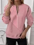 Women's Half Zip Sweatshirt Pattern Stripe Casual Commuter