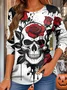 Halloween Women's Abstract Vintage Long Sleeve Crew Neck T-Shirt