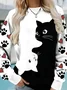 Regular Tops Daily Animal Print Autumn and Winter Long Sleeve Sweater