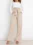 Women's  Elastic Waist H-Line Wide Leg Pants Daily Going Out Pants White Casual Split Joint Plain Spring/Fall Pants