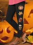 Halloween Women's Casual Slim Fit Leggings Pumpkin Pattern