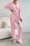 Women's Embossed Plain Daily Going Out Two-Piece Set Apricot Casual Spring/Fall Top With Pants Matching Set