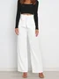 Women's  Elastic Waist H-Line Wide Leg Pants Daily Going Out Pants White Casual Split Joint Plain Spring/Fall Pants