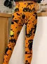 Halloween Women's Casual Slim Fit Leggings Pumpkin Pattern