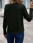 Solid color long sleeve embroidered lace patchwork waffle round neck top