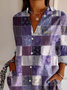 Women's Long Sleeve Shirt Spring/Fall Purple Floral Buckle Shirt Collar Regular Sleeve Daily Going Out Casual Top