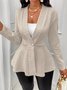 Women's Thickened New Jacquard Texture Single Pearl Button Slim Fit Long Sleeve Jacket