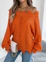 One Shoulder Plain Casual Sweater