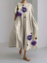 Cotton Crew Neck Casual Dress With No