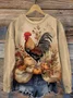 Halloween Women's Pullover Animal Pattern Fashion Casual Long Sleeves Crew Neck