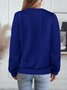 Plain V Neck Regular Fit Casual Sweatshirt