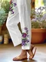 Women's  H-Line Baggy Pants Daily Going Out Pants White Casual Printing Floral Spring/Fall Pants