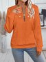 Plain V Neck Regular Fit Casual Sweatshirt