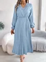 Casual V Neck Cotton Dress With No