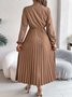 Casual V Neck Cotton Dress With No
