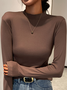 Women's Modal Bottoming Shirt Solid Color Autumn Clothes Half-High Collar Round Collar Small Stand Collar Top