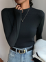 Women's Modal Bottoming Shirt Solid Color Autumn Clothes Half-High Collar Round Collar Small Stand Collar Top