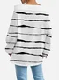 Women's Sweatshirt Striped Pattern Fashionable Everyday Street Off-Shoulder Drawstring Top