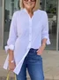 Women's Shirt Jacket Single-Breasted Temperament Commuting Solid Color Long-Sleeved Cotton Cardigan