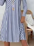 Women's Striped Pattern Dress Elegant Everyday Long Sleeve Casual Skirt