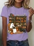 Women's  Retro ghost reading halloween librarian teacher T-Shirt