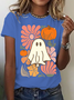 Women's Floral Ghost Halloween，Pumpkin Fall Tee, Boho Spooky Season Shirt