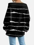 Women's Sweatshirt Striped Pattern Fashionable Everyday Street Off-Shoulder Drawstring Top